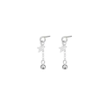 Silver star and bead tassel drop earrings in titanium steel for women high-end style - Silver (Pair)