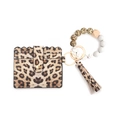 Leopard print card holder keychain with silicone beads and stylish tassel wristlet - White Leopard Style (5)
