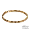 Golden 3mm stainless steel box chain bracelet with lobster clasp, 200mm length - Gold-Bold Style (KB126648-Z)