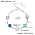 Polished stainless steel bracelet with blue zircon and glass stone in silver finish - Steel - Blue Zirconia Bracelet (TXE508)