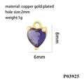 Vista dettagliata del ciondolo a cuore viola placcato oro 18K con specifiche di peso - Oro/Zircone Viola