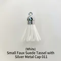 Pendentif gland en suédine blanche avec capuchon argenté pour porte-clés DIY - Pompon Style 11 Blanc Argent