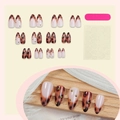 Set unghie a mandorla leopardate con perline dorate e accessori completi per manicure - Stile Ambra Leopardato (2XB1-13861) / 24 Pezzi/Scatola