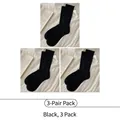 3-pack set of black ballet style breathable silk and cotton mid-calf socks for women - 3 Pairs Pack / Black