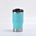 Lake blue 14oz vacuum insulated stainless steel cooler can with a sliding lid closure - 14oz / Light Blue