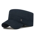 Berretto militare invernale da uomo blu navy con fodera calda e dettaglio sportivo - Regolabile / Blu navy