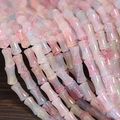 DIY bamboo cylinder beads with pink and blue marble pattern and crackle finish - 6x12mm Marbled Light Blue Rose (1Pc)