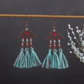 H2980-2 Hollow Triangle Tassel Earrings