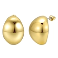 Polished gold teardrop earrings with mirror finish and secure butterfly backings - Gold Oval