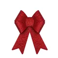 Sparkly red Christmas PVC bow decoration with glitter finish, approx. 14cm x 21cm size - Red / 14cm*21cm