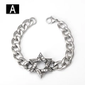 Punk roestvrijstalen Cubaanse schakelarmband met vintage sterhanger en stevige karabijnsluiting - Stijl A - Hexagram (18cm)