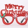 Sparkly red Merry Christmas party glasses frame with snowflakes and holly berry decor - Red Merry Christmas