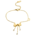 Elegant golden butterfly bracelet with sparkling zircon fringe and polished matte finish - Gold