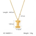 Detailed specs of gold 3D puffy bubble letter I necklace with dimensions and weight info - Letter I (HC-N40051-I)