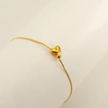 Minimalist 18K gold plated stainless steel chunky chain bracelet with 3D heart charm - Letter Y
