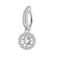 Silver belly button ring with a brilliant round zircon pendant and micro-pave setting - Round Stud Style (Silver)