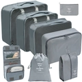 7-piece grey travel organizer set with mesh bags, laundry pouches and hanging toiletry kit - Toiletry Bag 8-Piece Set / Gray