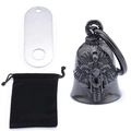 Guardian angel motorcycle bell in black finish with wings rider relief and velvet pouch - Black Matching Set