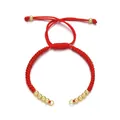 Handmade red braided cord bracelet with adjustable gold beads and knots for lucky charms - Red