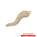 Detailed macro view of S-shaped chili pendant with gold plating and white zircon inlay - Gold White CZ VD296