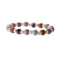 Colorful ceramic bead bracelet with shell charms and white imitation pearls for women - Imitation Pearl + Macaron Round Beads