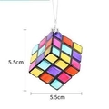 Ciondolo a cubo in vetro arcobaleno da 5,5 cm con quadrati colorati e cappuccio argento - Cubo di Rubik
