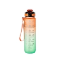 Gradient orange and mint green sports water bottle with motivational time markers - 1000ml / Orange