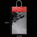 Red and silver Christmas gift bag with golden holiday icons and dimensions 45x24.5cm - Medium Size Red Ornaments 10 Pcs/Pack