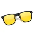 Classic black TR90 polarized clip-on sunglasses with yellow night vision lenses - Night Vision
