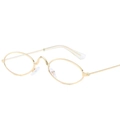 Gafas de sol ovaladas retro de metal dorado con lentes transparentes y montura mínima - Montura Dorada Lentes Blancas