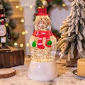 Glowing Christmas snowman snow globe lamp with warm glitter effect and festive scarf. - White Base Snowman