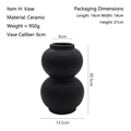 Matte black ceramic vase with a minimalist double sphere design for home decor - Matte Black - Style H