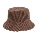 Sombrero de pescador de pana marrón para mujer con rayas verticales para otoño invierno - M (56-58cm) / café