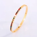 【160-4】gold Single Row Of Colored Diamonds