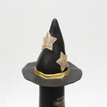 Miniature black witch hat decoration with gold stars for Halloween wine bottle decor - Halloween Black Bottle Hat
