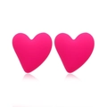 Vibrant hot pink heart-shaped resin earrings for summer beach vacation style - Bright Pink Smooth Heart Style(#28)