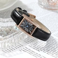 Orologio donna retrò quadrato con cinturino in pelle nera e cassa dorata Gedi - Cassa Oro Rosa Quadrante Nero Cinturino Nero
