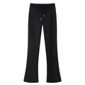 Detail of high-waist black flare yoga pants with drawstring and elastic texture - S / Pants / Black