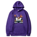 Purple Halloween hoodie with festive gnome and pumpkin print in a comfortable knit style - Purple