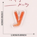 Bestickter orangefarbener Buchstabe y Aufbügler mit weißem Rand für Kleidung - Buchstabe-Y