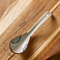 Ceramic soup spoon with blue ring pattern and brown edge, size 15.5cm x 4.5cm - Blue Concentric Circles