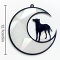 Acchiappasole arcobaleno con cane nero su mezzaluna, decorazione circolare da 12,7 cm - 12.7cm(5 pollici) / TYSC011: Prisma Arcobaleno Ottico Cane in Piedi sulla Luna