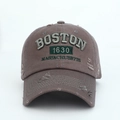 Casquette Boston 1630 gris foncé style vintage avec broderies et détails usés - Gris