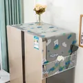 Waterproof fridge cover with bear pattern and side storage pockets for home organization - Blue Bear-Small