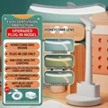 White foldable LED desk lamp with honeycomb lens, plug-in model with USB cable - Curved Head Round Base/Plug-in/3 Color Temps/With Cable+Adapter