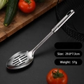 Silver stainless steel slotted spoon with long handle for kitchen cooking, 29.8x7.3cm - Standard Style Long Slotted Rice Spoon (0.6mm)