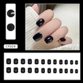 Short square glossy black press-on nails set of 24 pieces for women by CF024 - Glossy Black Square Nails (CF024) / 24 Pcs/Glue Style