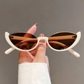 Chic cat eye sunglasses featuring white frames and brown translucent lenses for women - Beige Frame Tea Lens