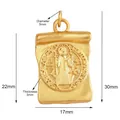 Gold-plated copper Saint Benedict scroll pendant showing 30mm height measurements - M291103-Gold St. Benedict Medal