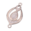 Rose gold teardrop connector link with clear cubic zirconia for jewelry making - Rose Gold Double Teardrop (L0438-C)